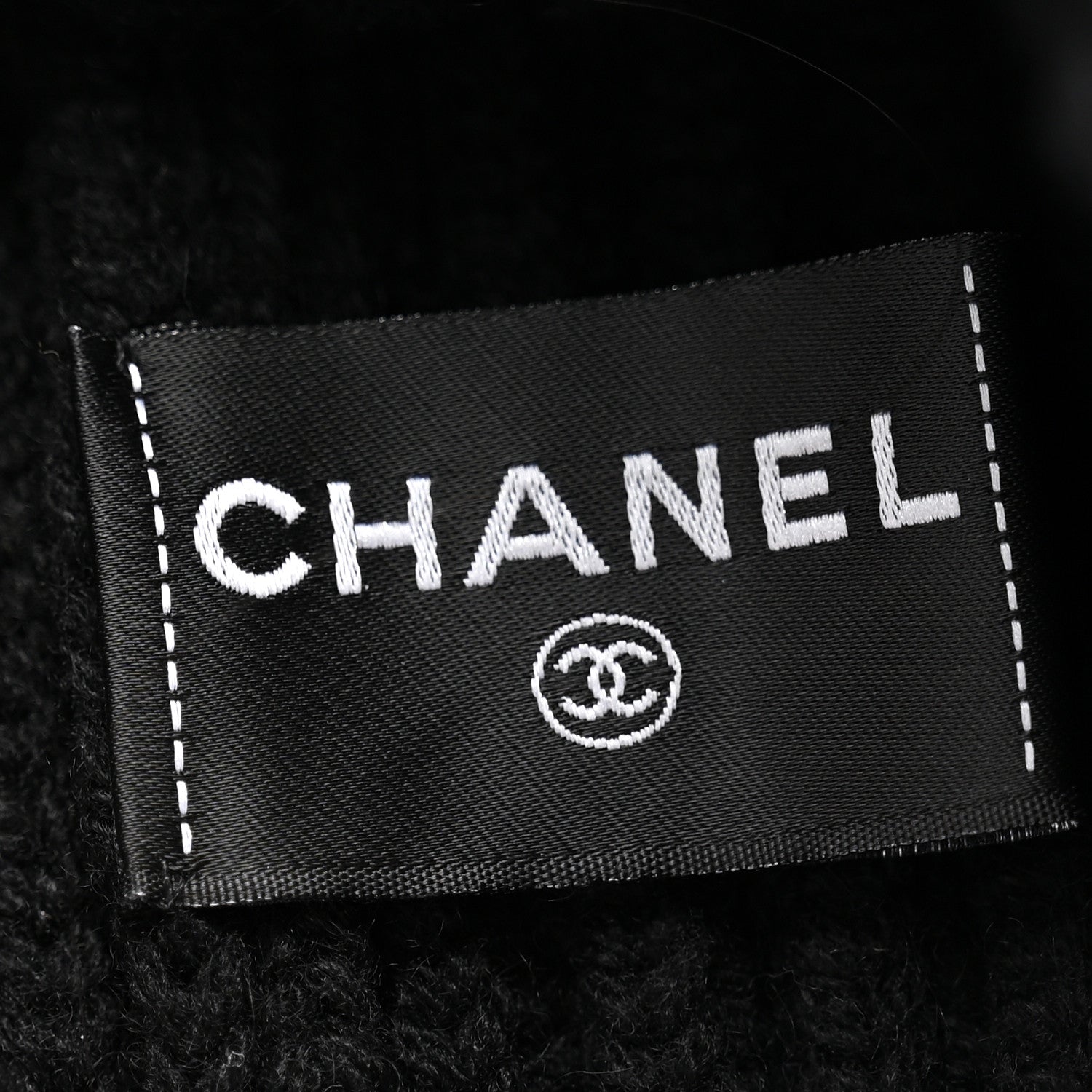 Chanel Cashmere Beaded Sequin Logo Beanie Hat Black 5 of 6
