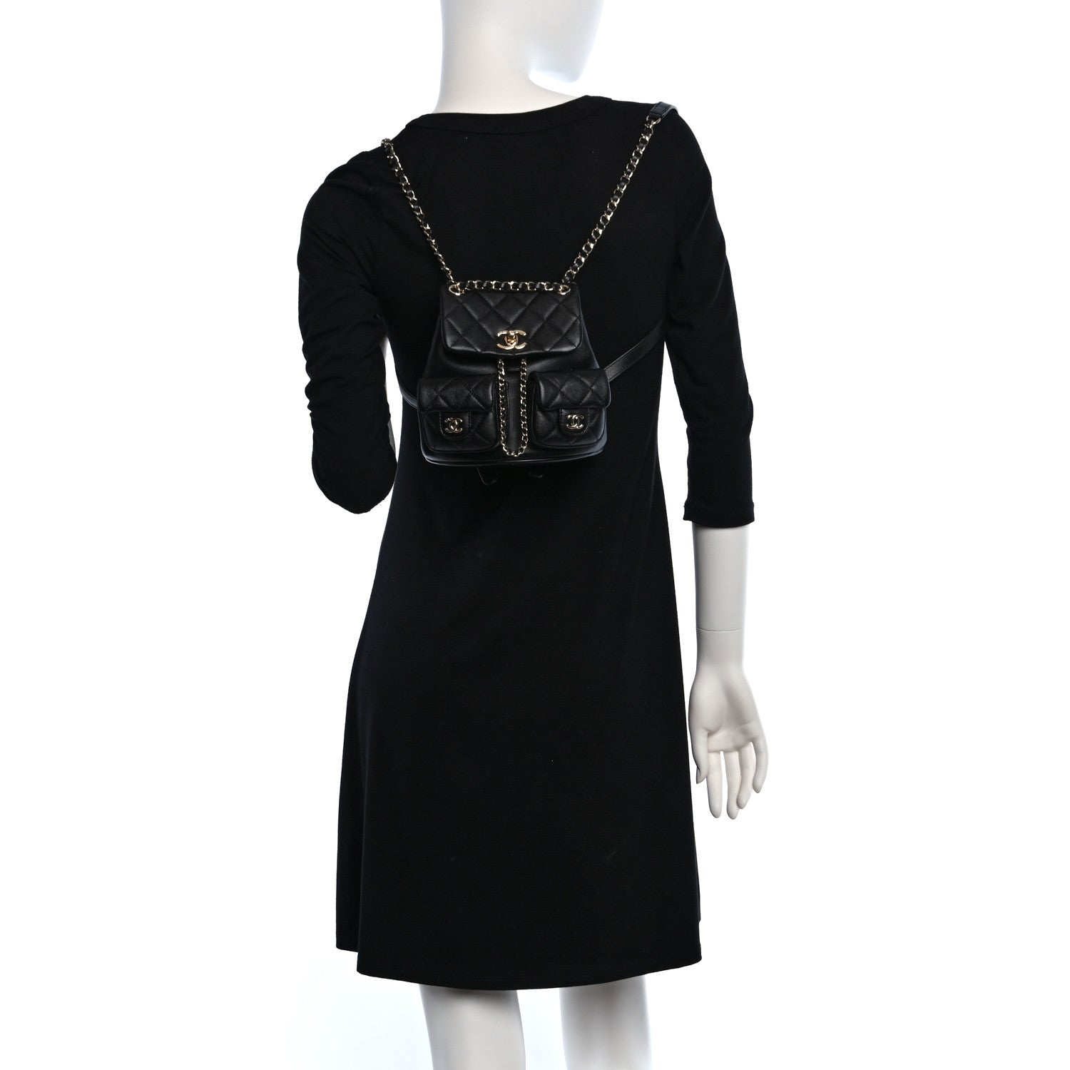 Chanel Calfskin Quilted Mini Duma Pockets Drawstring Backpack Black 2 of 10