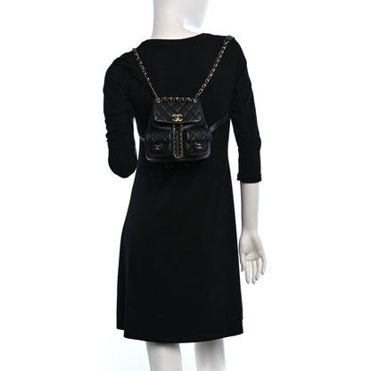 Chanel Calfskin Quilted Mini Duma Pockets Drawstring Backpack Black 2 of 10