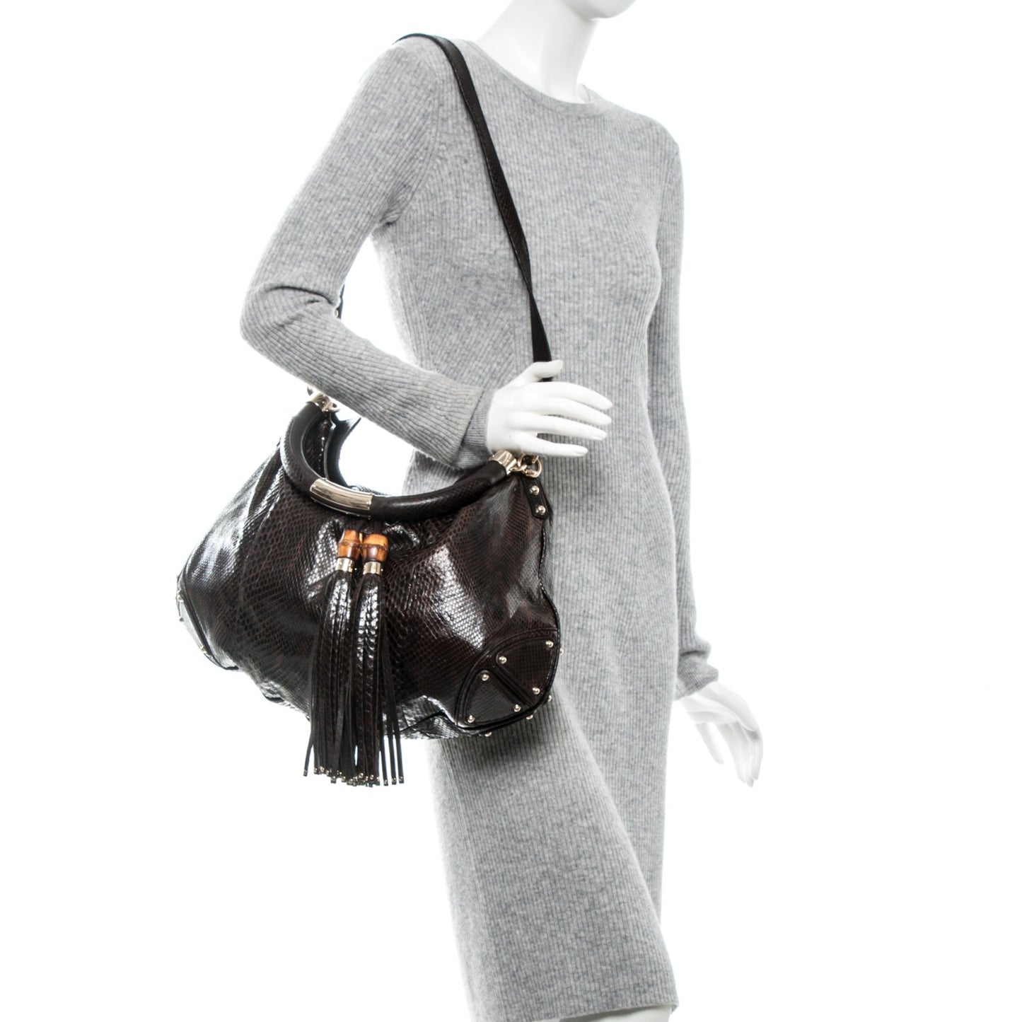 Python Large Indy Top Handle Hobo Brown