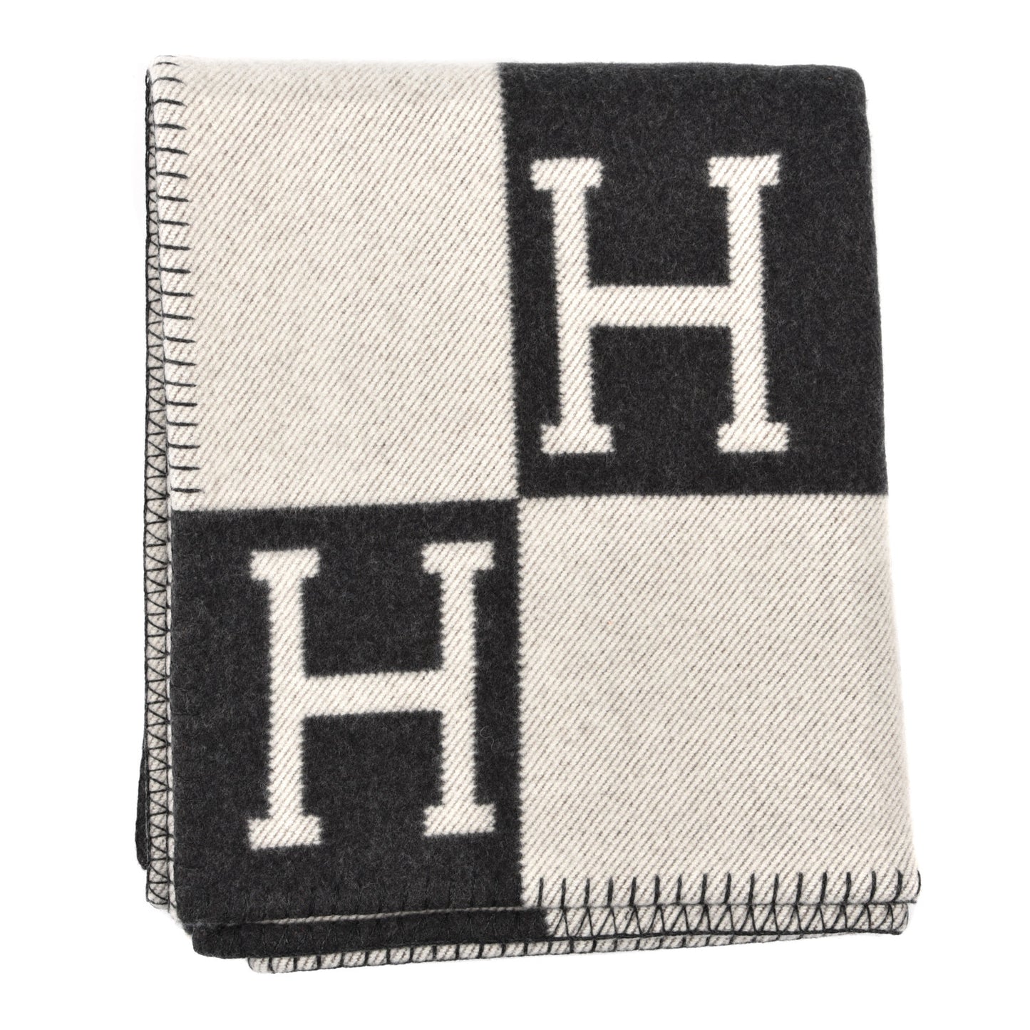 Wool Cashmere Avalon Blanket Ecru Gris Fonce