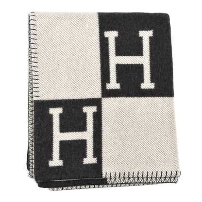 Hermes Wool Cashmere Avalon Blanket Ecru Gris Fonce 1 of 3