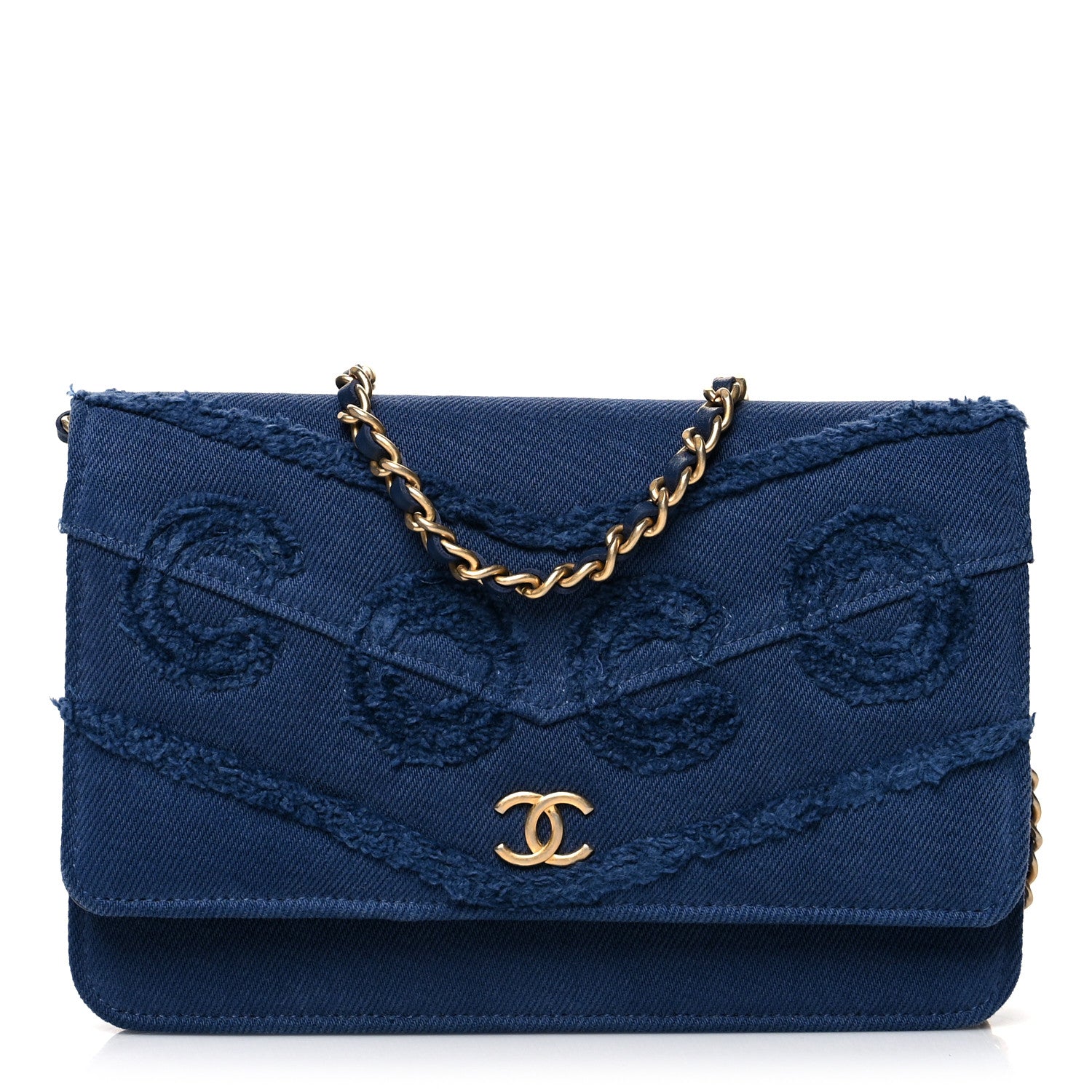 Chanel Denim Quilted Coco Wallet On Chain WOC Blue 1 of 13