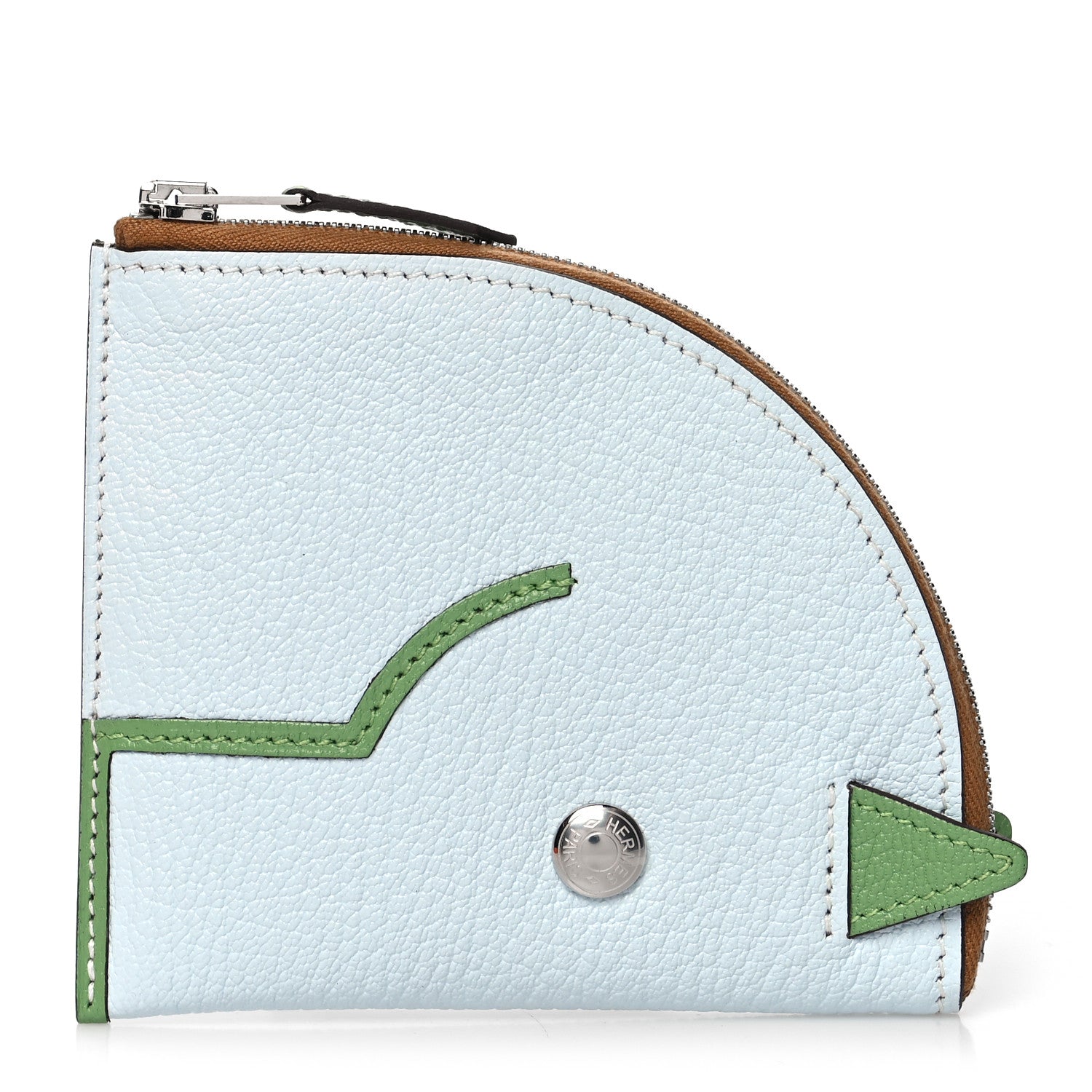 Hermes Chevre Mysore Paddock Change Purse Blue Brume Vert Criquet 1 of 8