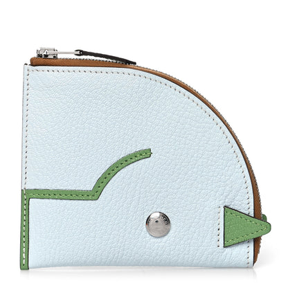 Hermes Chevre Mysore Paddock Change Purse Blue Brume Vert Criquet 1 of 8