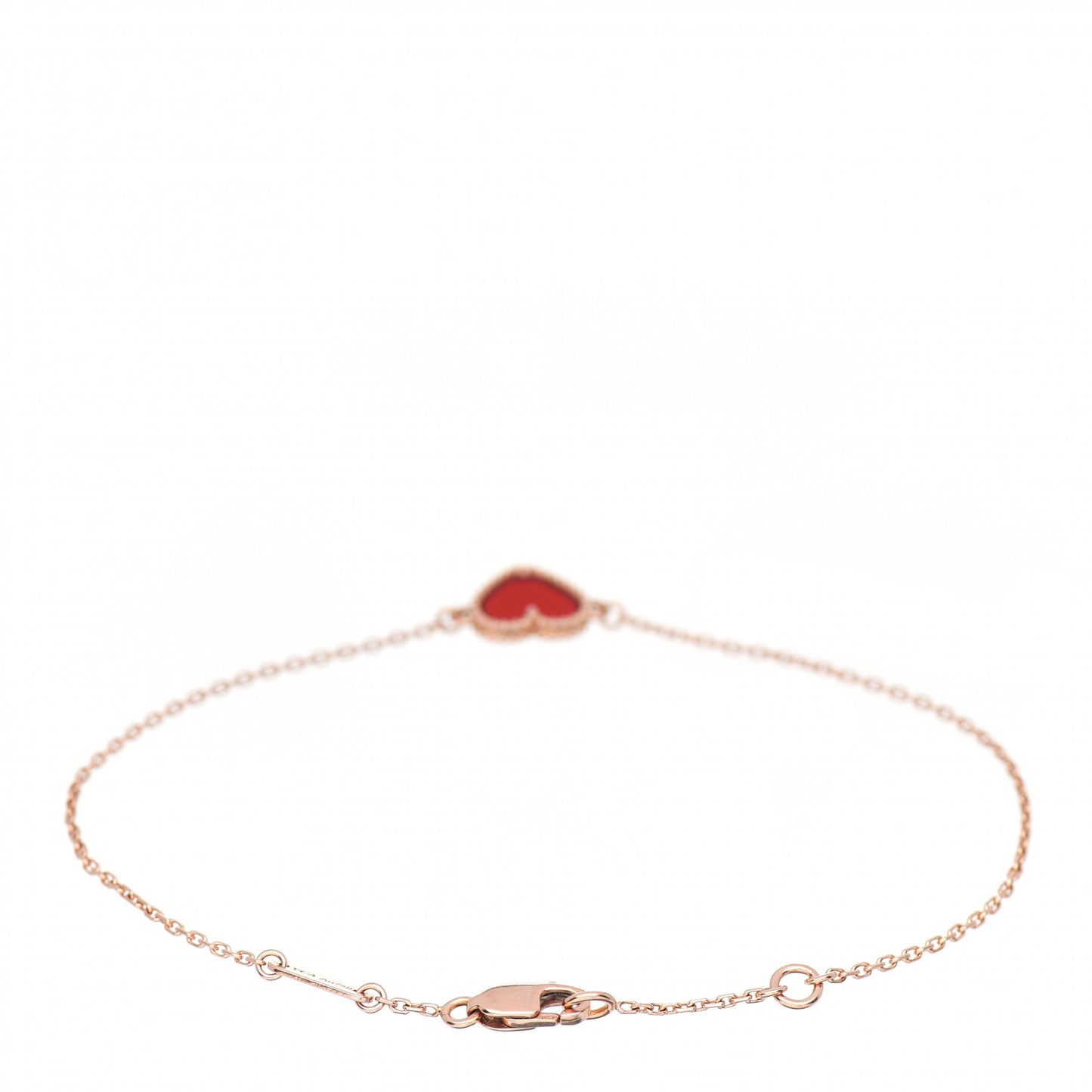 18K Rose Gold Carnelian Sweet Alhambra Heart Bracelet