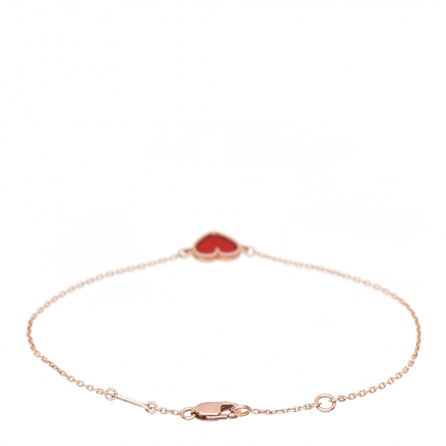 Van Cleef & Arpels 18K Rose Gold Carnelian Sweet Alhambra Heart Bracelet 3 of 4