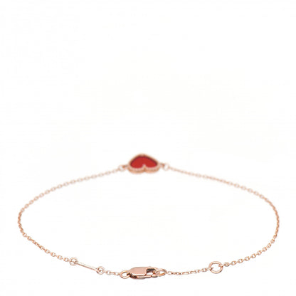 Van Cleef & Arpels 18K Rose Gold Carnelian Sweet Alhambra Heart Bracelet 3 of 4