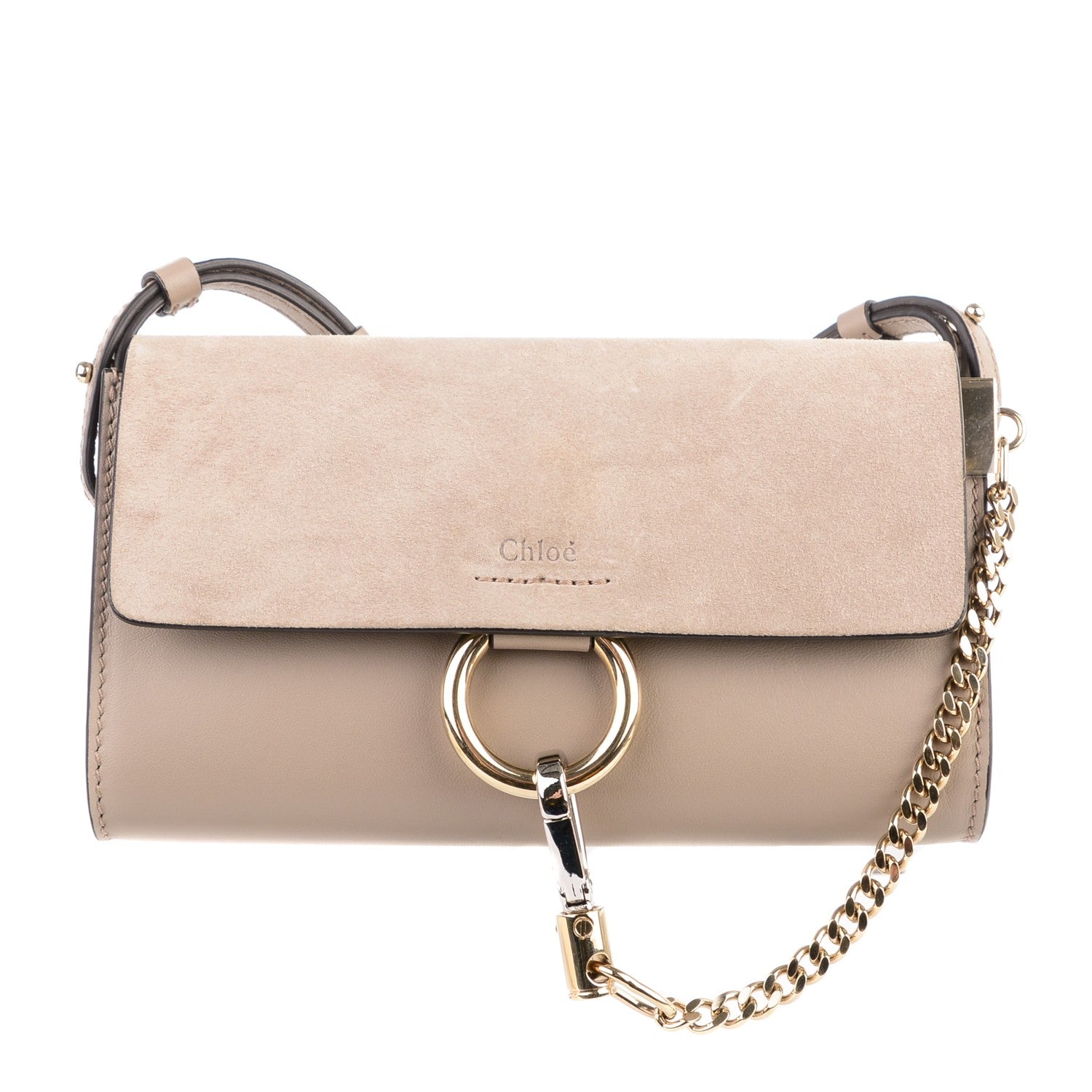 Chloe Suede Calfskin Mini Faye Shoulder Bag Motty Grey 1 of 7