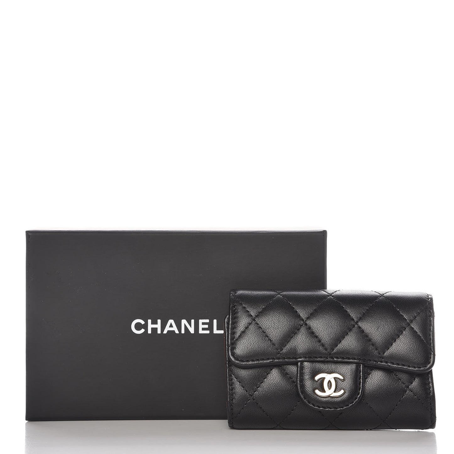 Lambskin Quilted 4 Key Holder Black