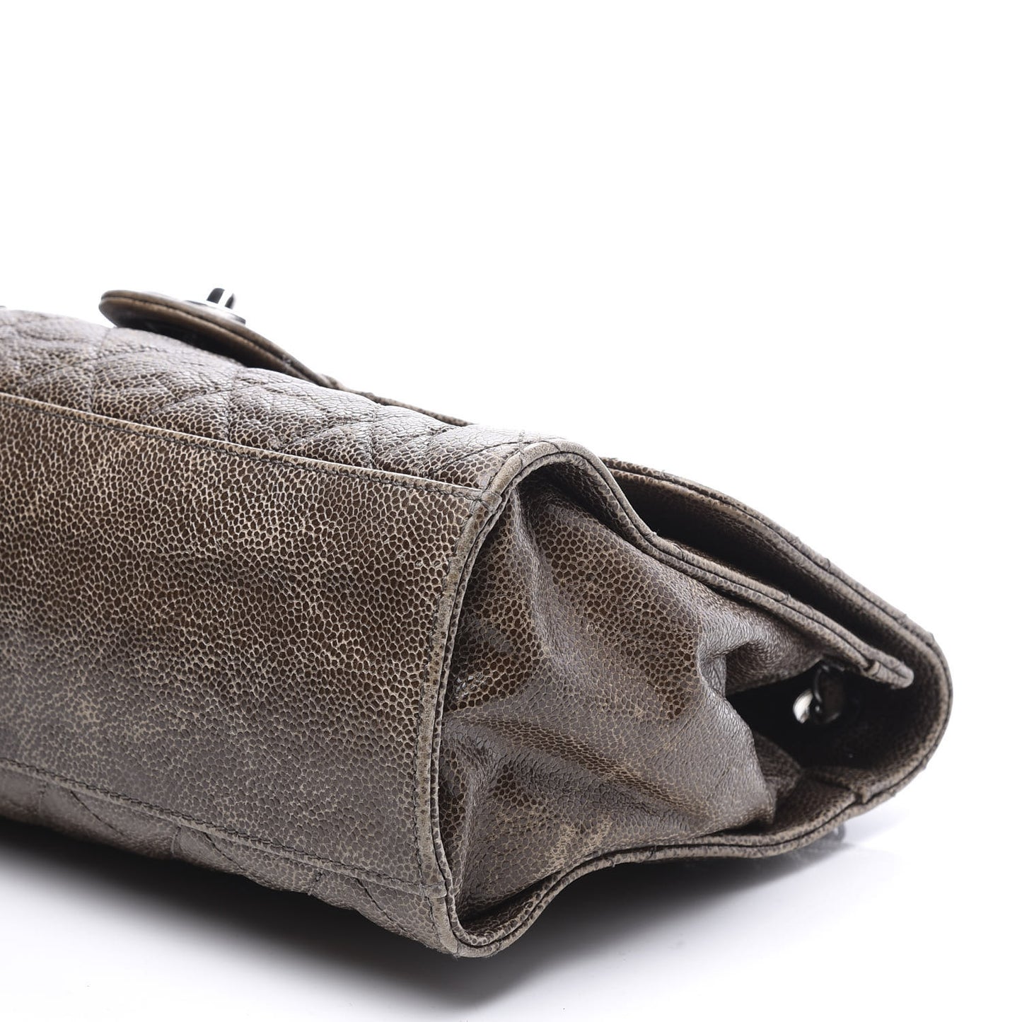 Crumpled Grained Calfskin Jumbo CC Crave Flap Brown