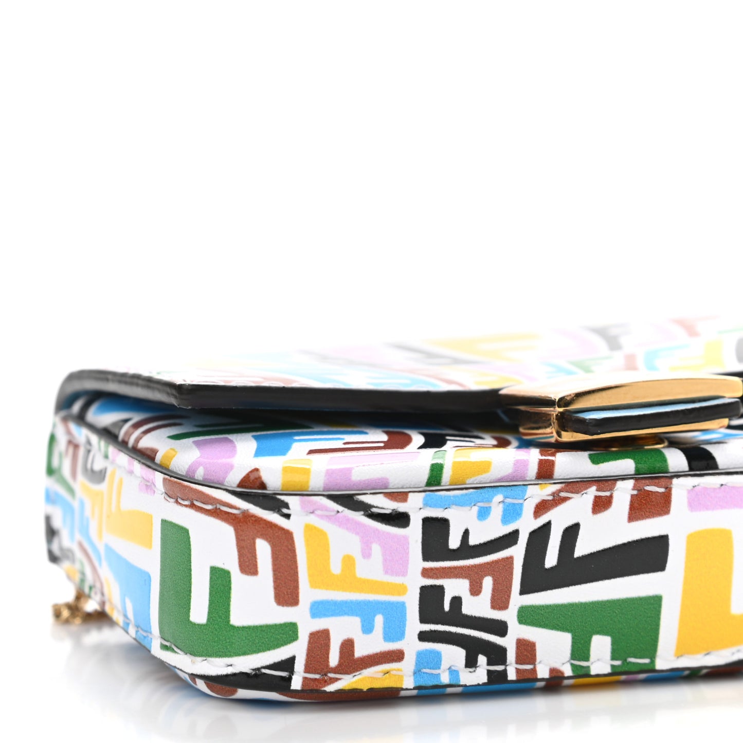 X SARAH COLEMAN Vitello Liberty Ceylon Micro FF Fish Eye Embossed Nano Baguette Charm Multicolor Cyber Blue