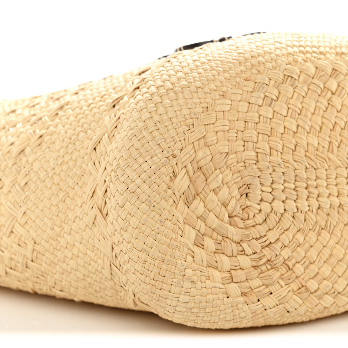 Calfskin Raffia Paulas Ibiza Medium Anagram Basket Tote Bag Natural Tan