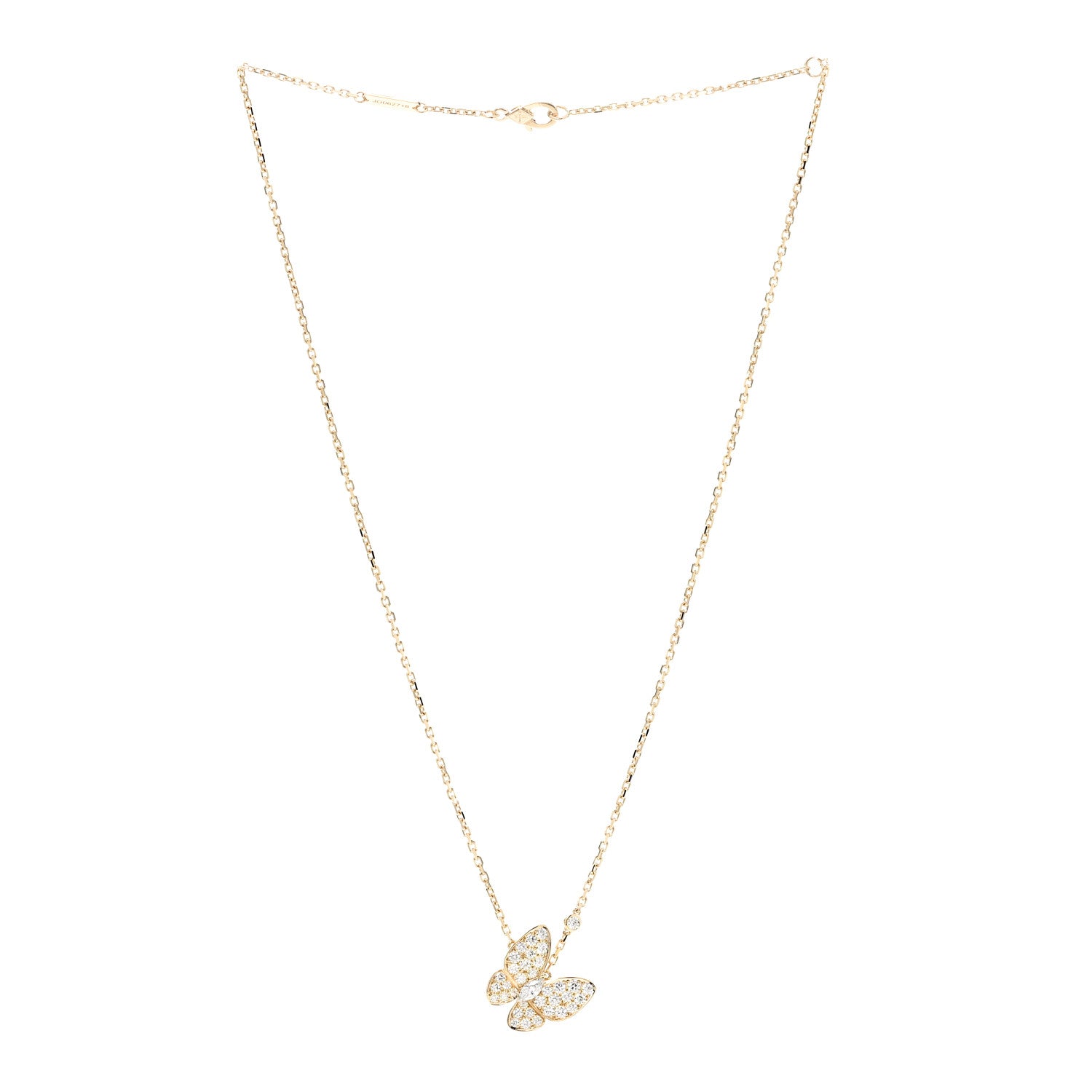 Van Cleef & Arpels 18K Yellow Gold Diamond Two Butterfly Pendant Necklace 3 of 8