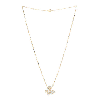 Van Cleef & Arpels 18K Yellow Gold Diamond Two Butterfly Pendant Necklace 3 of 8