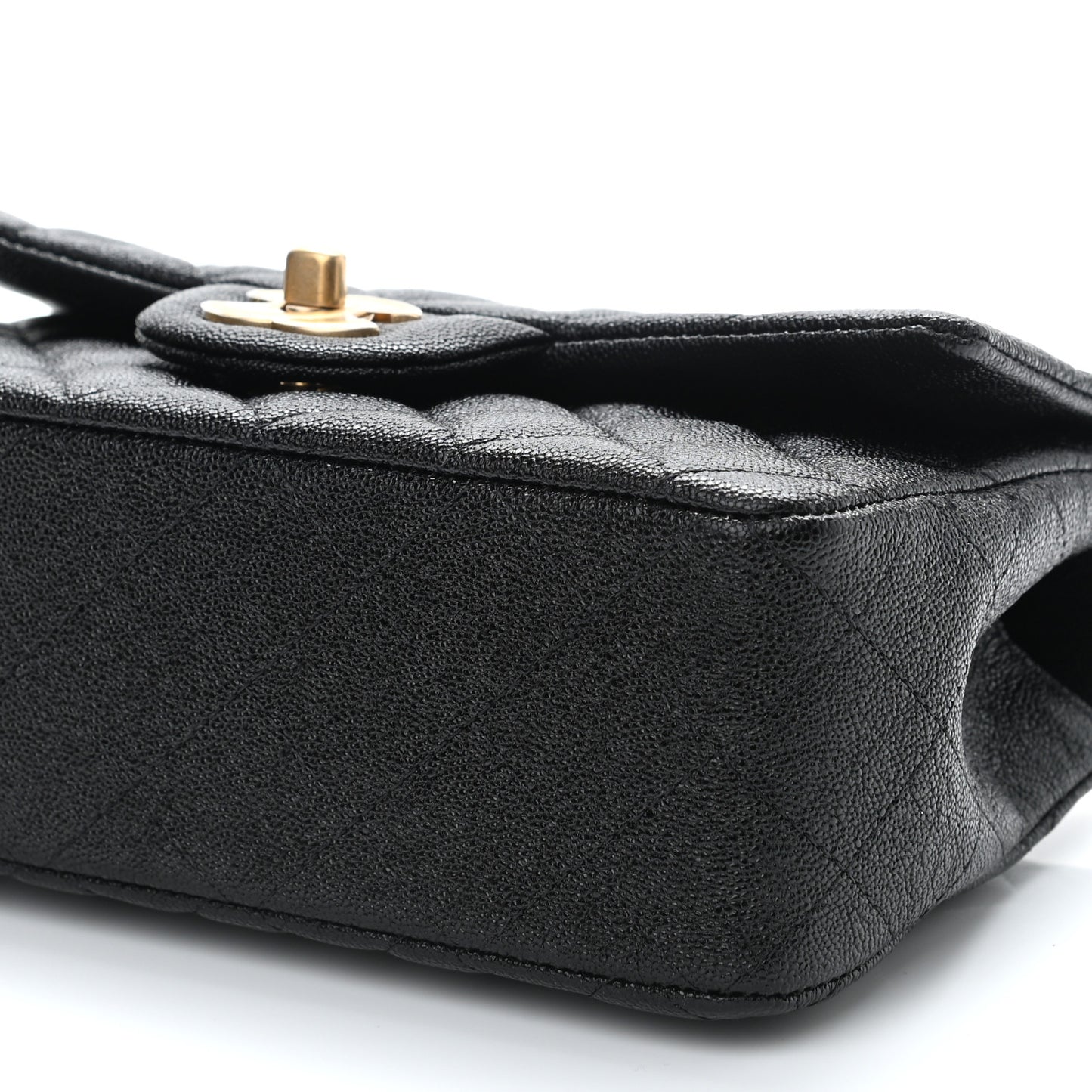 Caviar Quilted Mini Top Handle Rectangular Flap Black