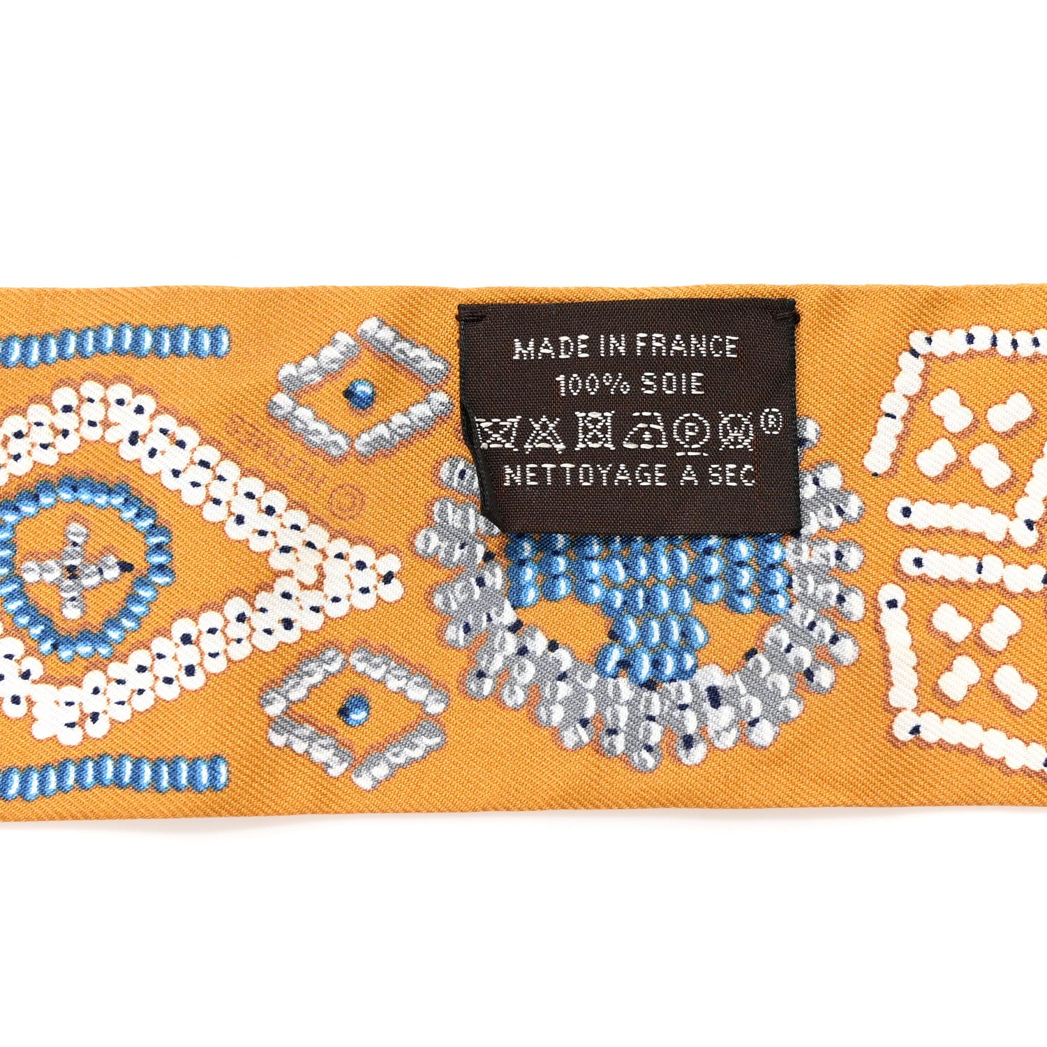 Hermes Silk Kelly En Perles Twilly Miel Bleu Jean Cream 3 of 4