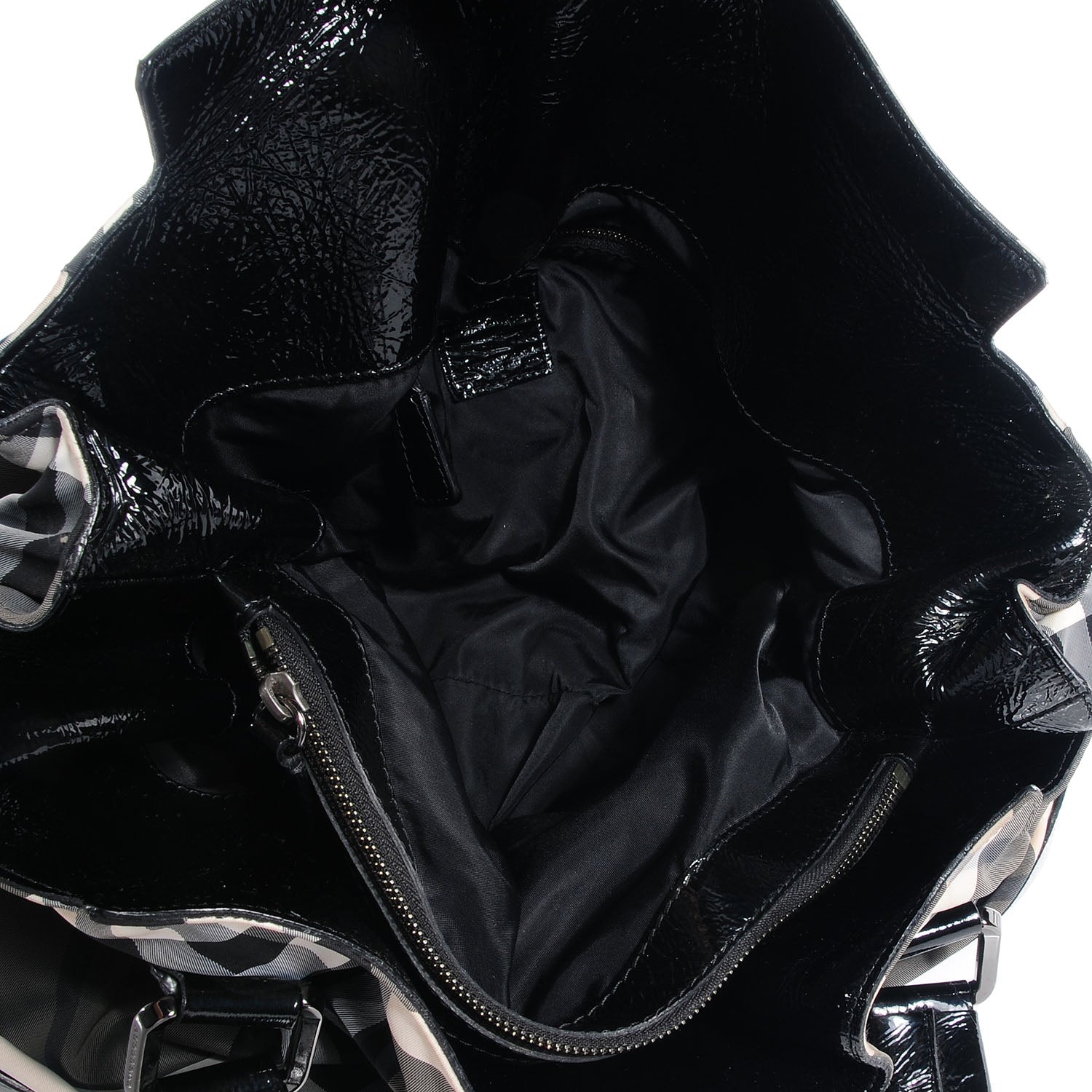 Burberry Nylon Patent Beat Check Large Tote Black 5 of 9