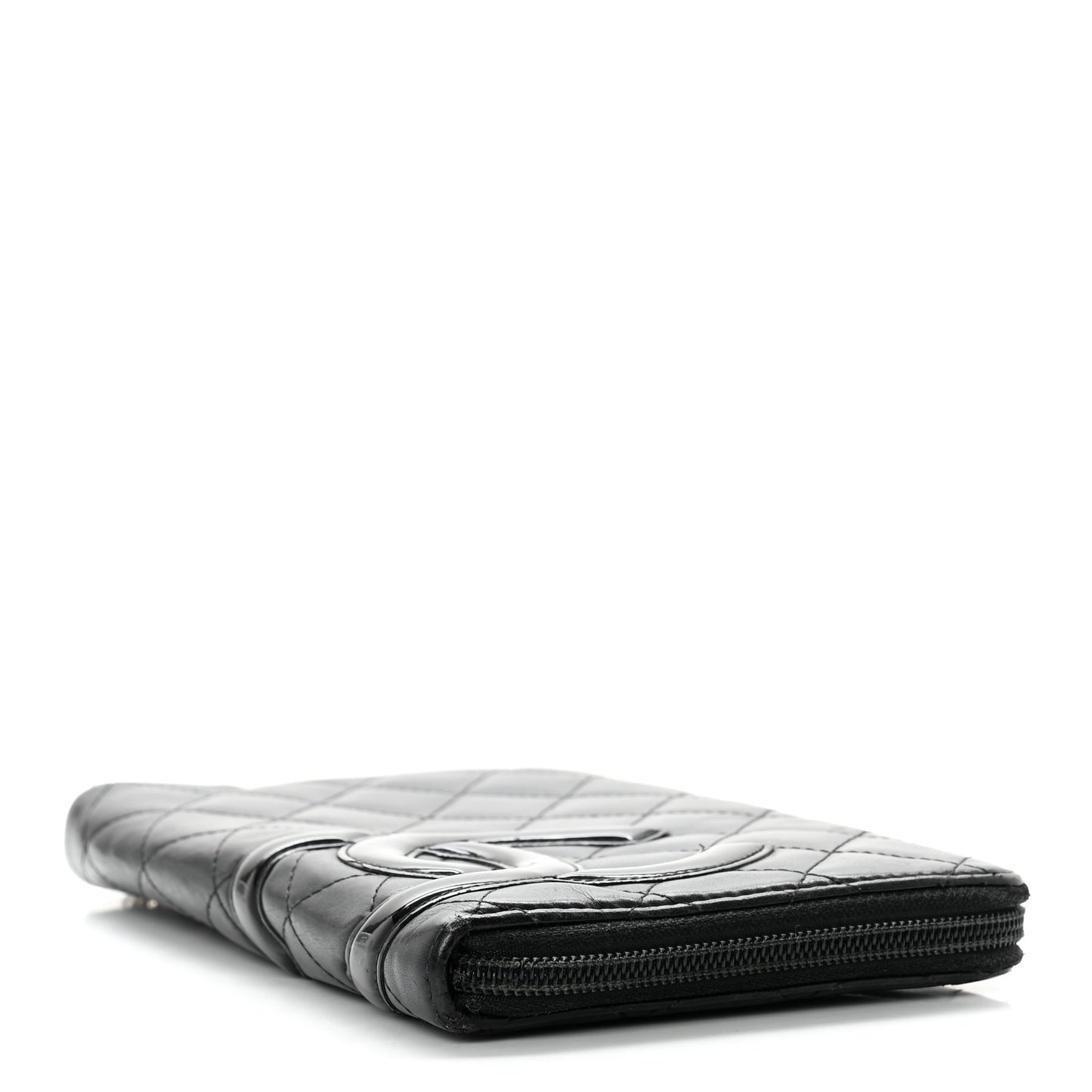 Calfskin Cambon Zip Around Organizer Wallet Black