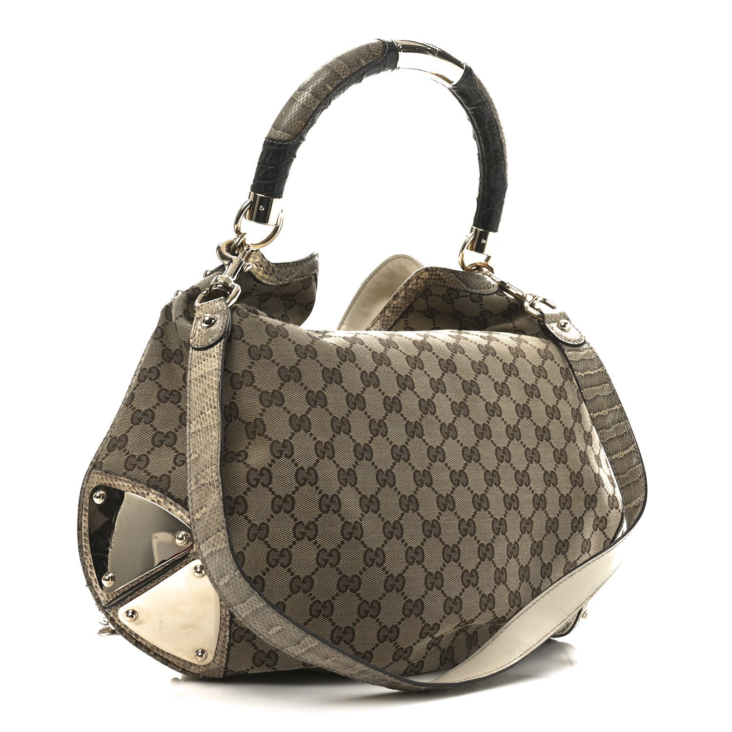 Gucci Monogram Large Indy Top Handle Hobo Off White 3 of 11