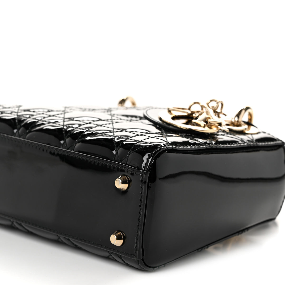 Patent Cannage Mini Lady Dior Black