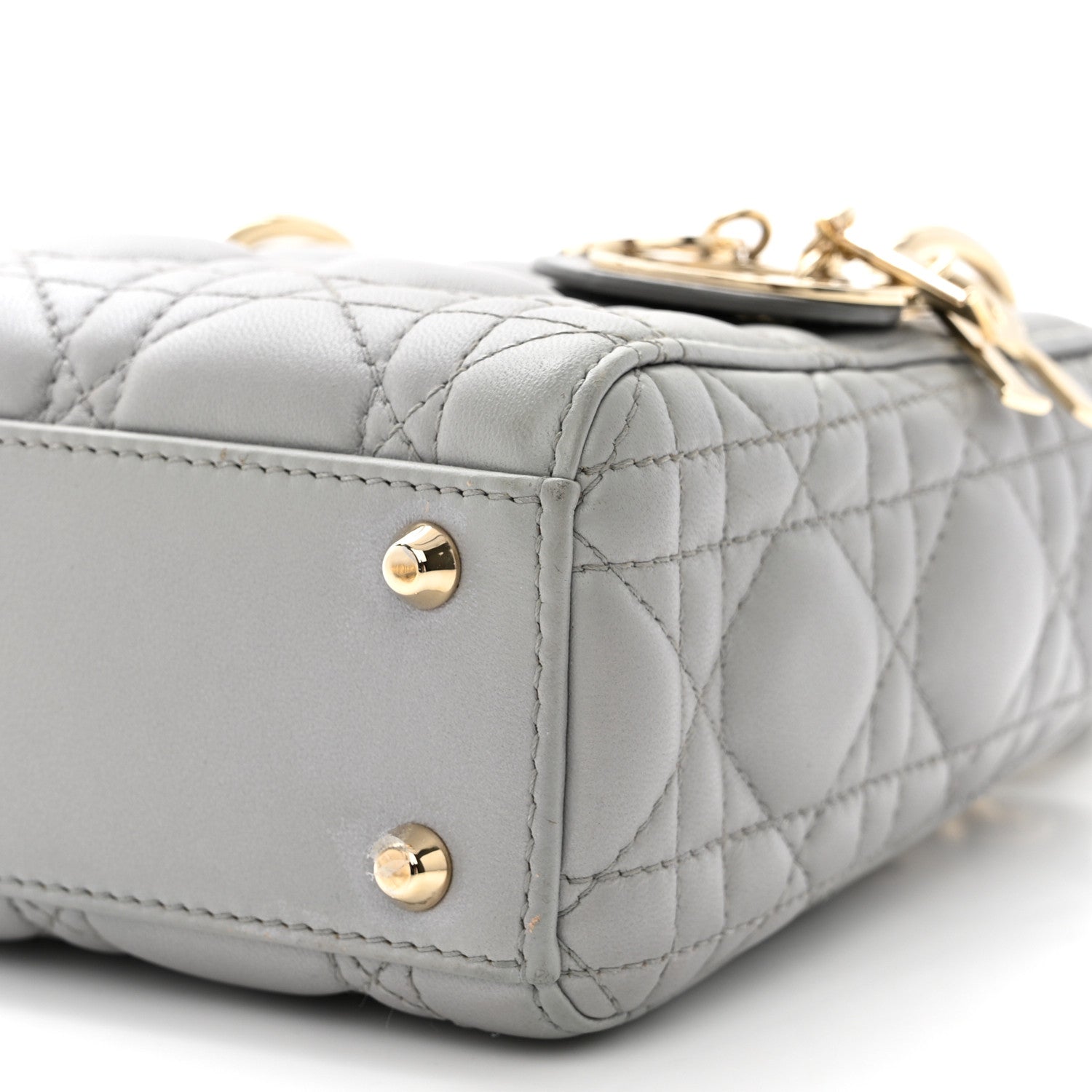 Christian Dior Lambskin Cannage Mini Lady Dior Grey 10 of 11