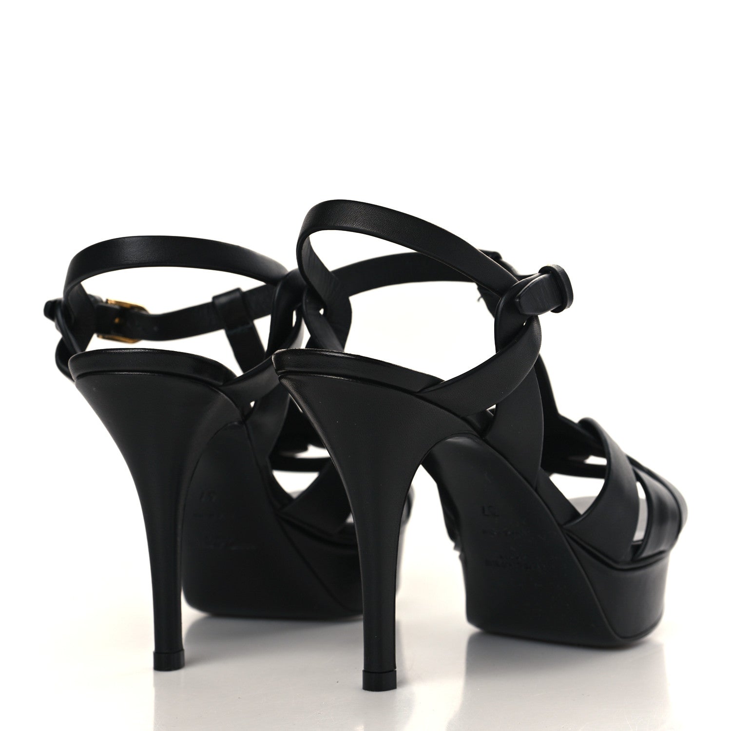 Saint Laurent Calfskin Tribute 75 Platform Sandals 37 Black 4 of 11