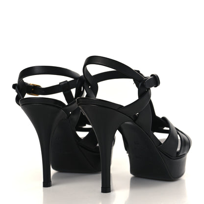 Saint Laurent Calfskin Tribute 75 Platform Sandals 37 Black 4 of 11