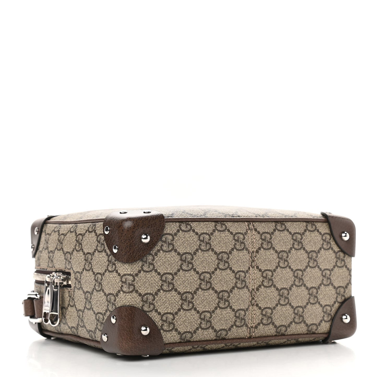 GG Supreme Monogram Textured Calfskin Square Messenger Bag Beige Ebony New Acero