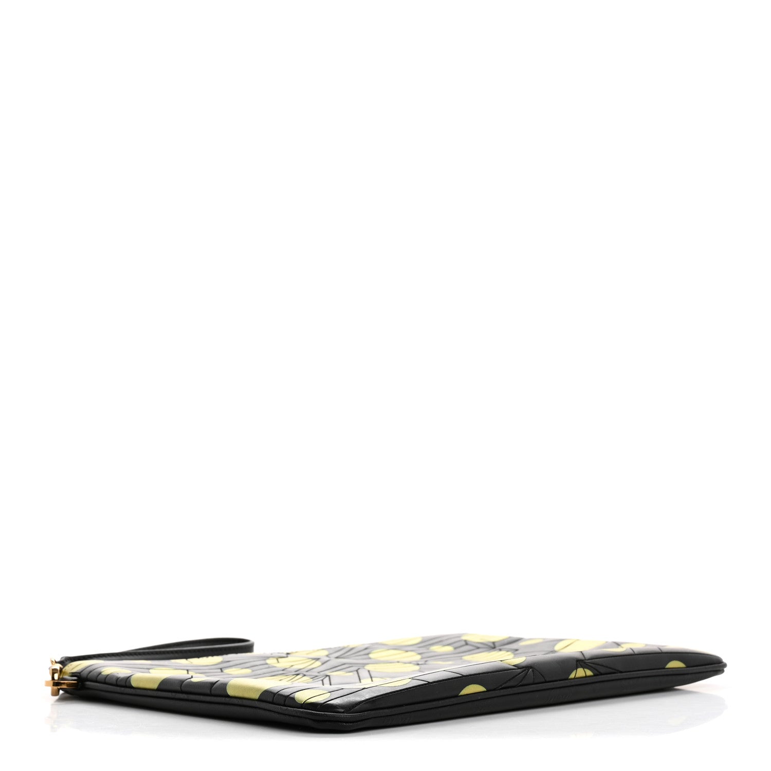 MCM Visetos Polka Dot Wristlet Zip Pouch Black Gold 4 of 10