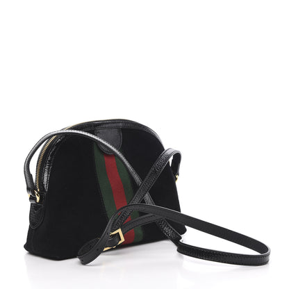 Gucci Suede Patent Web GG Small Ophidia Dome Shoulder Bag Black 2 of 9