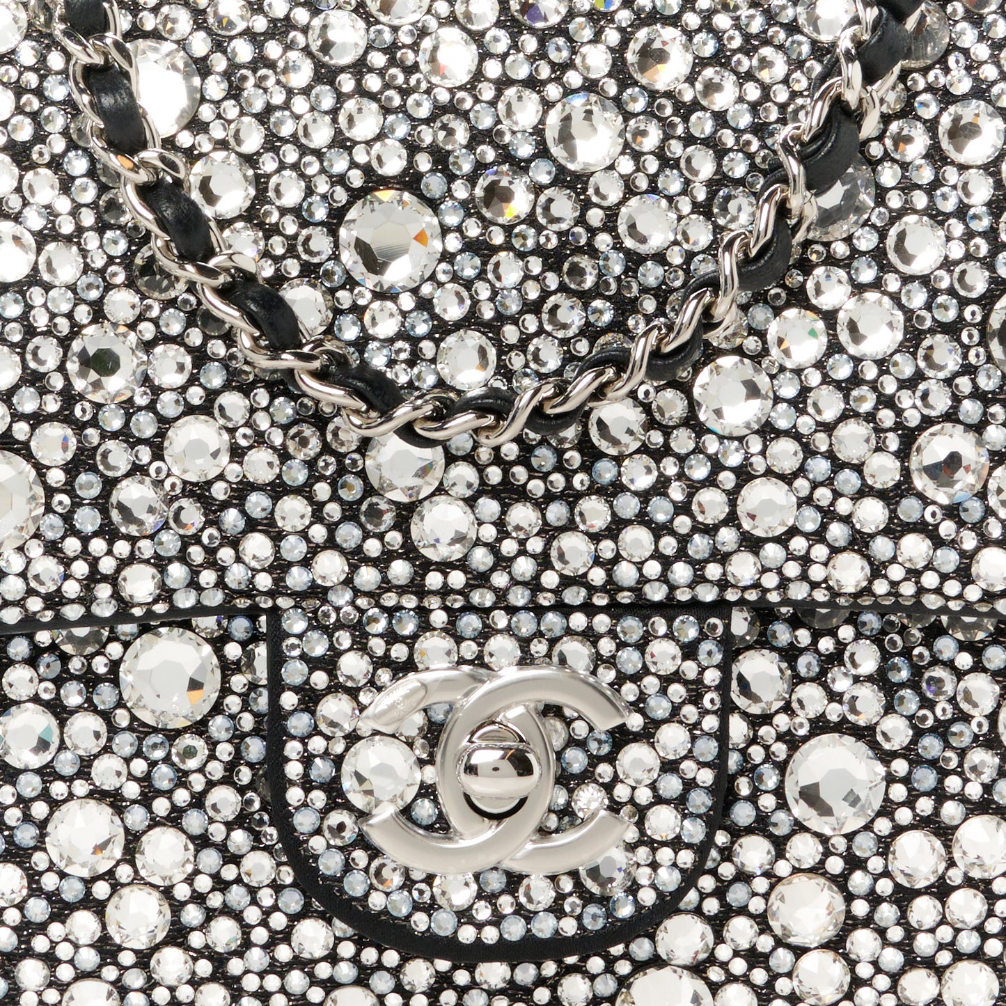 Satin Strass Mini Flap Silvery