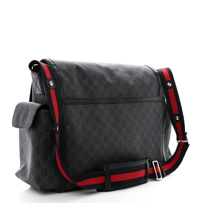 Gucci GG Supreme Monogram Web Messenger Diaper Bag Black Grey 4 of 17