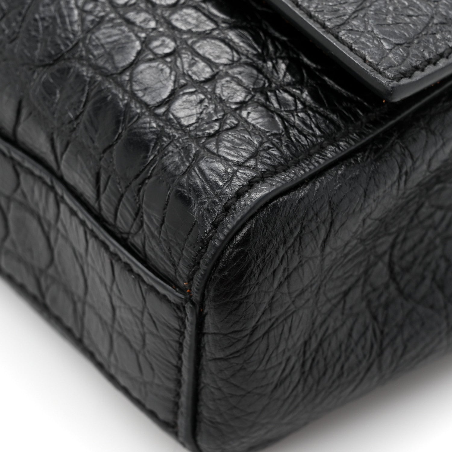 Saint Laurent Calfskin Crocodile Embossed Suede Medium Reversible Monogram Kate Satchel Military Taupe 11 of 11