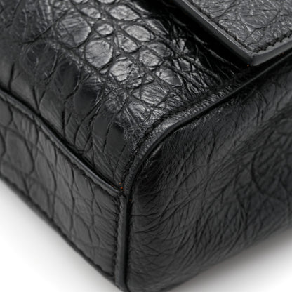 Saint Laurent Calfskin Crocodile Embossed Suede Medium Reversible Monogram Kate Satchel Military Taupe 11 of 11