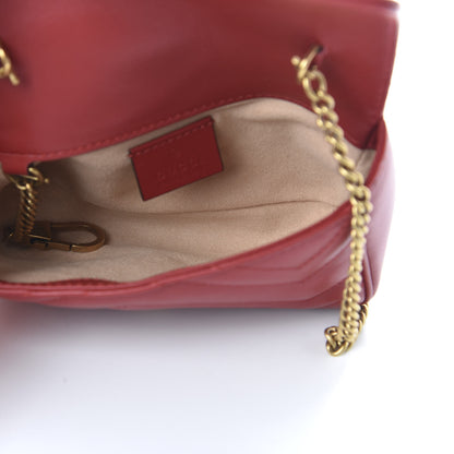 Gucci Calfskin Matelasse Super Mini GG Marmont Shoulder Bag Hibiscus Red 5 of 11