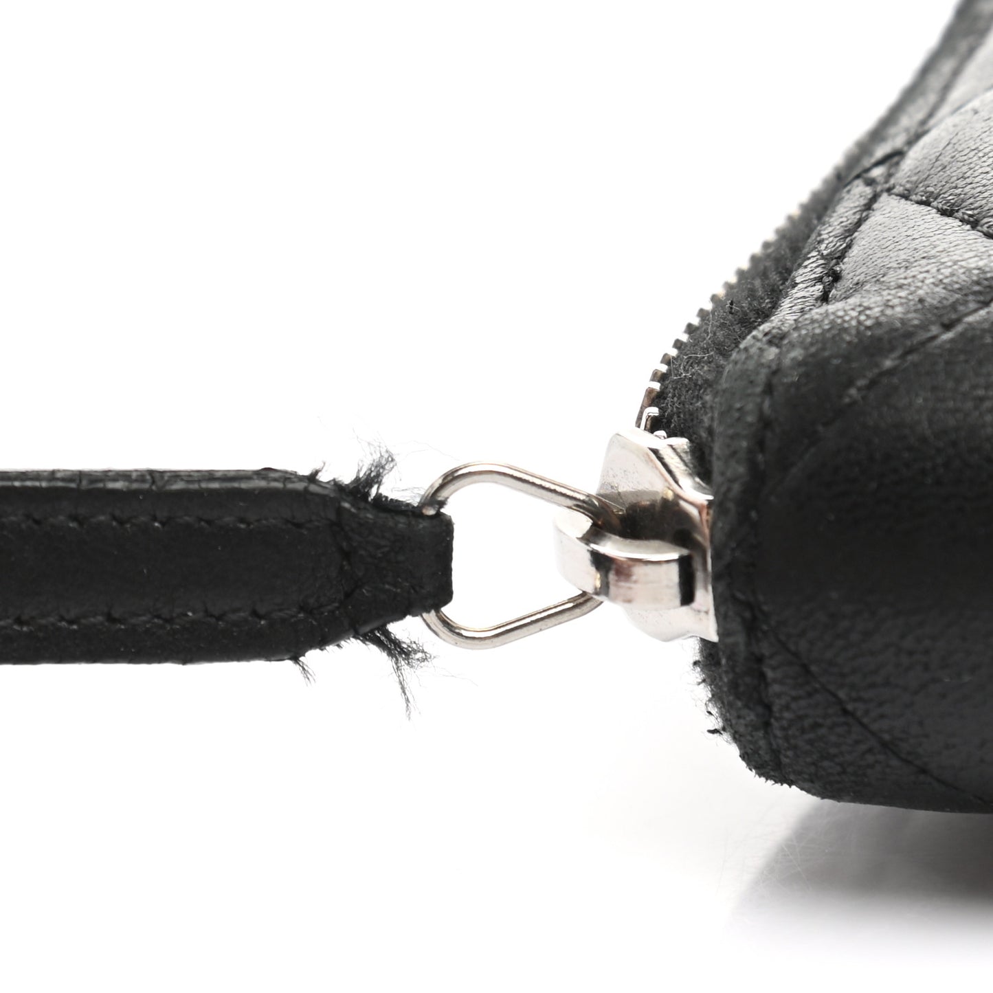 Lambskin Quilted Large Gusset Zip Around Wallet Black