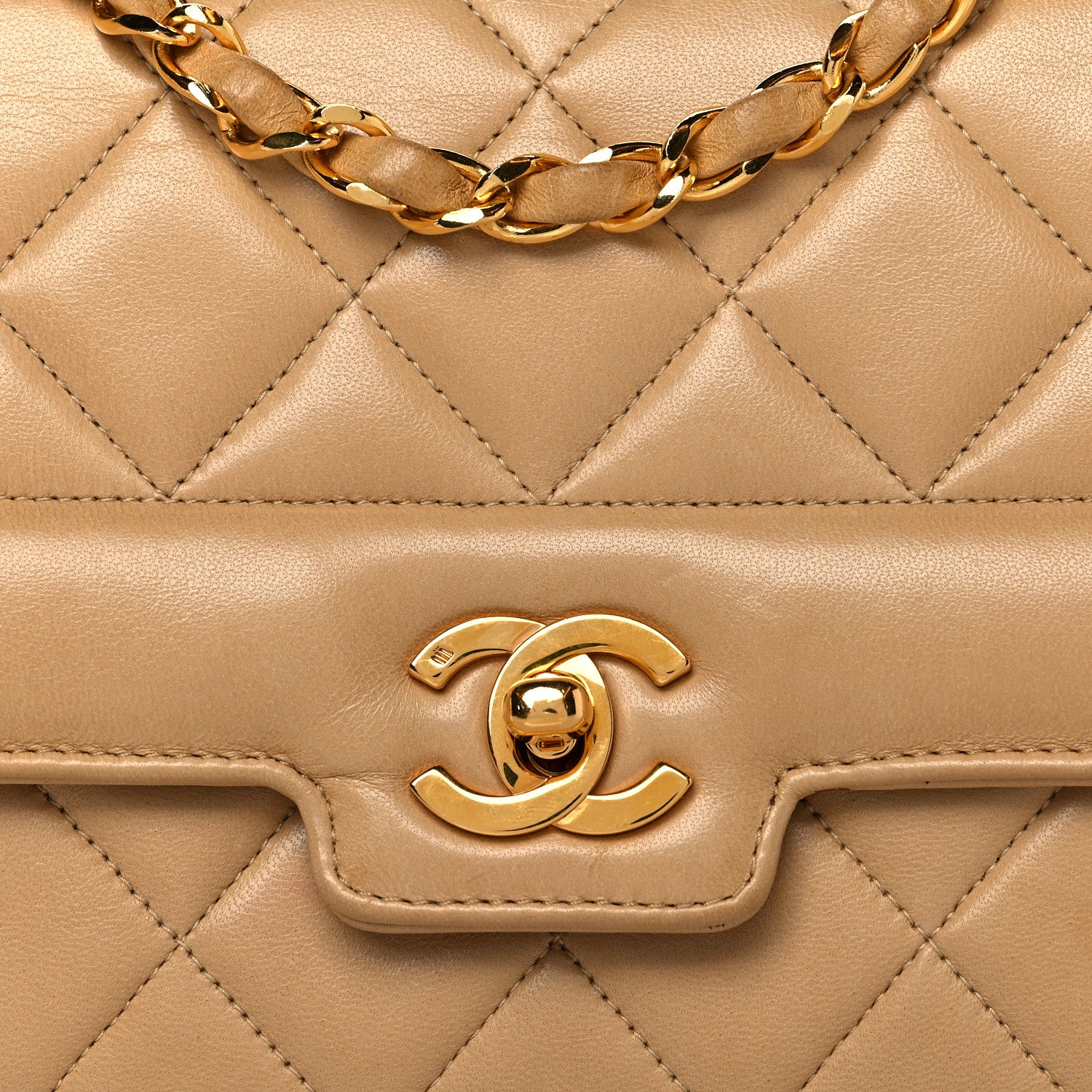 Chanel Lambskin Quilted Small Single Flap Beige 8 of 12