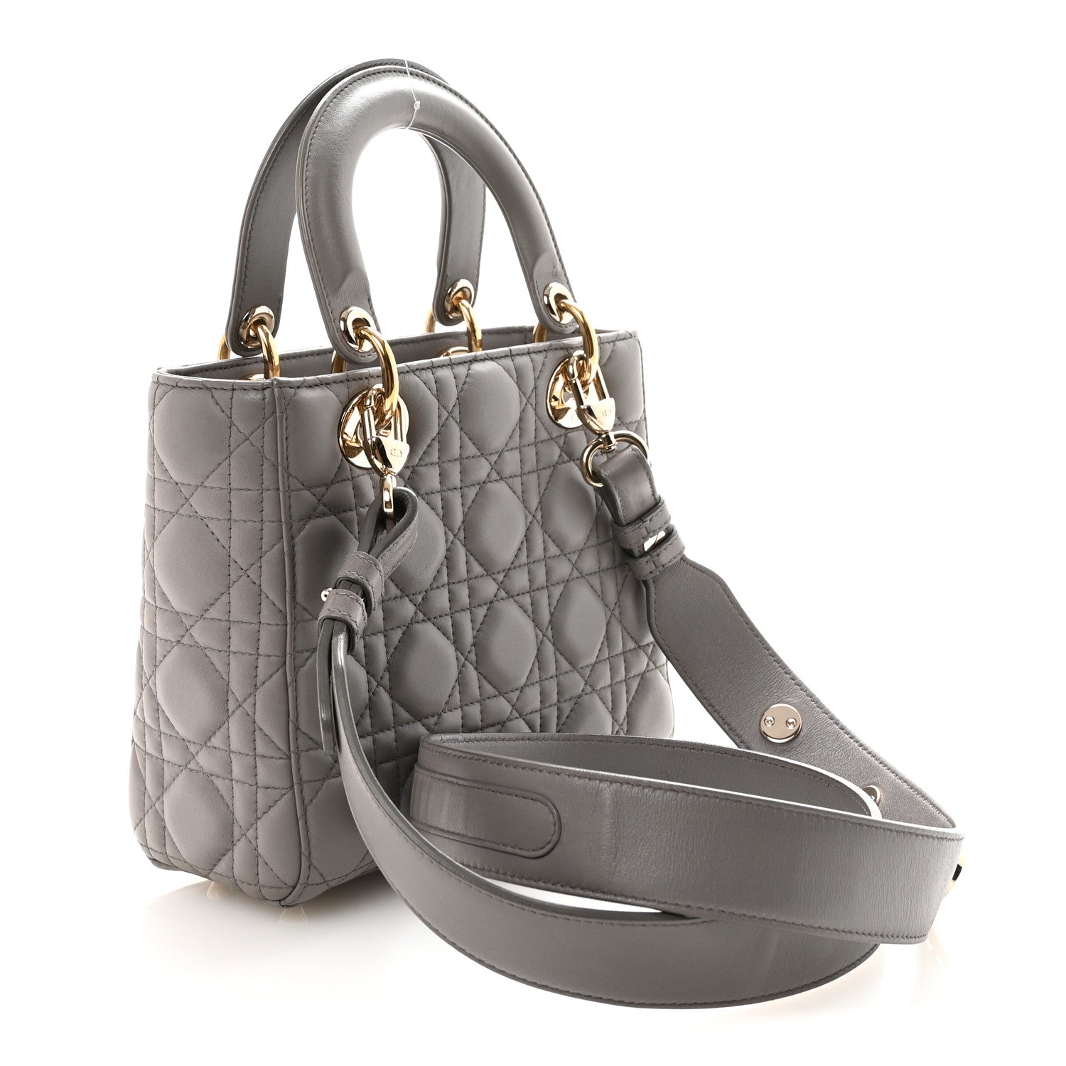 Christian Dior Lambskin Cannage Small Lucky Badges My Lady Dior Grey 3 of 9