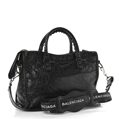 Balenciaga Agneau Classic Hardware S City Logo Strap Black White 3 of 9