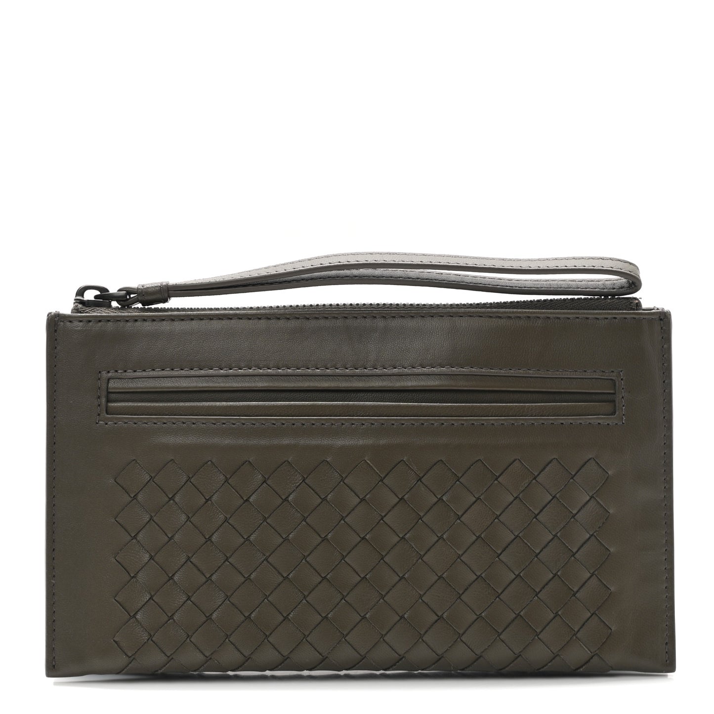 Nappa Intrecciato Wristlet Zip Wallet New Steel