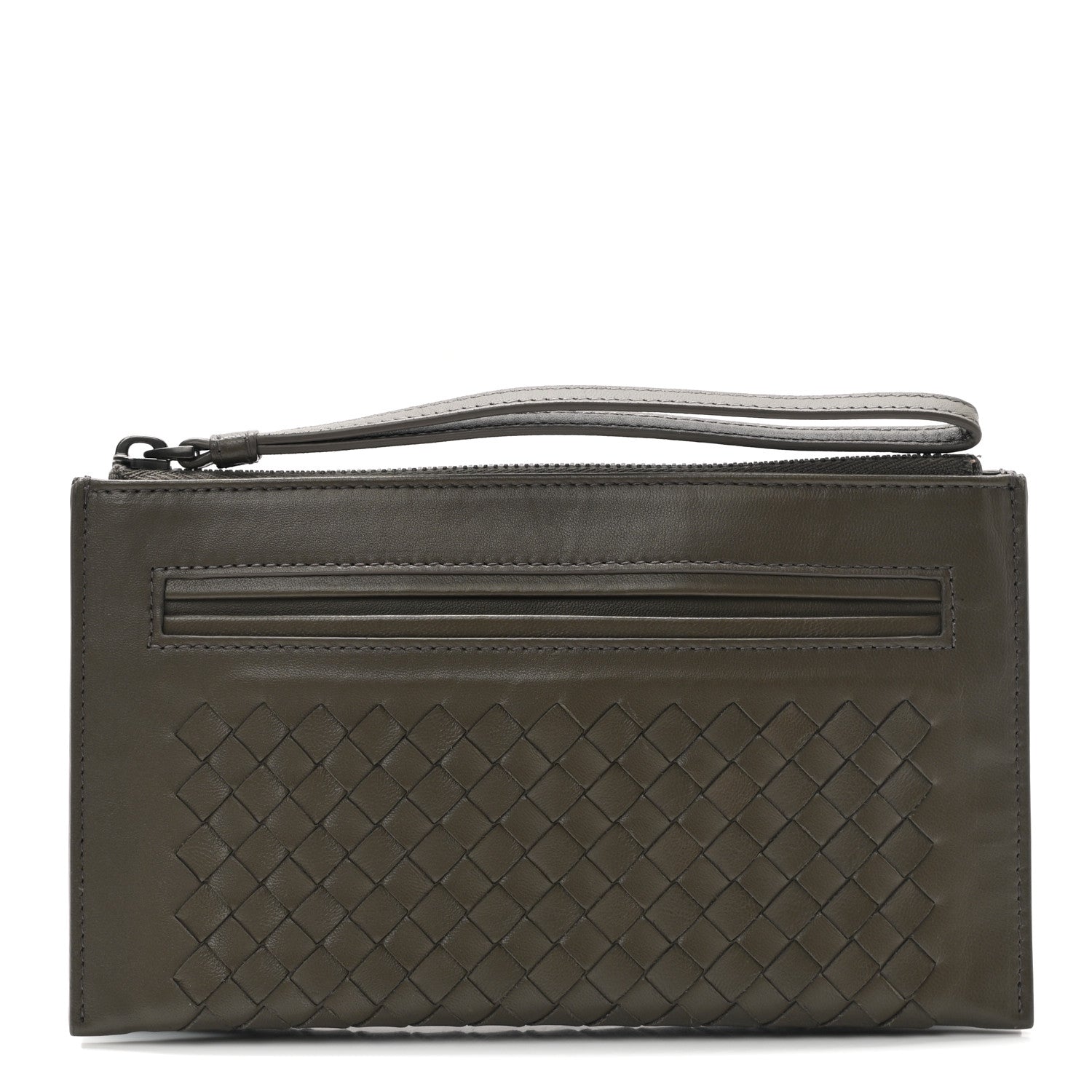 Bottega Veneta Nappa Intrecciato Wristlet Zip Wallet New Steel 1 of 7