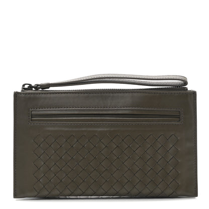 Bottega Veneta Nappa Intrecciato Wristlet Zip Wallet New Steel 1 of 7