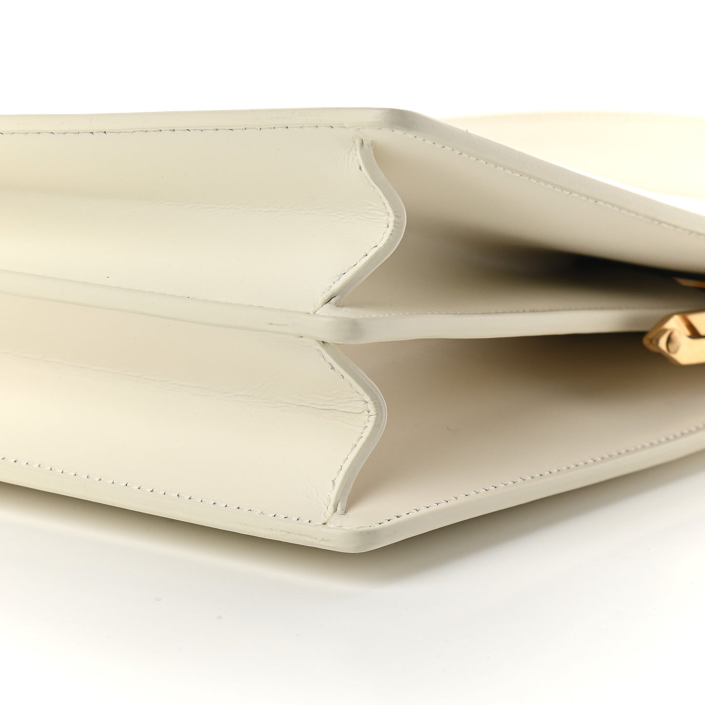 Box Calfskin Medium Clasp Bag White