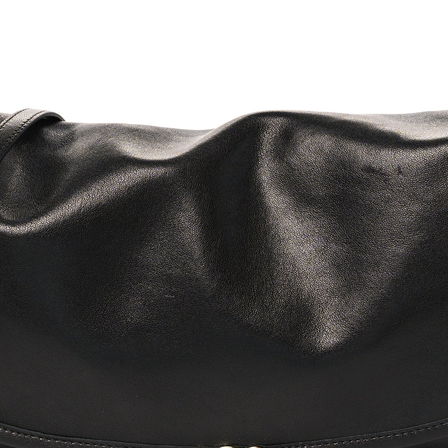 Celine Shiny Lambskin Soft Triomphe Half Moon Bag Black 7 of 9