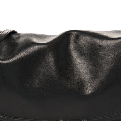 Celine Shiny Lambskin Soft Triomphe Half Moon Bag Black 7 of 9