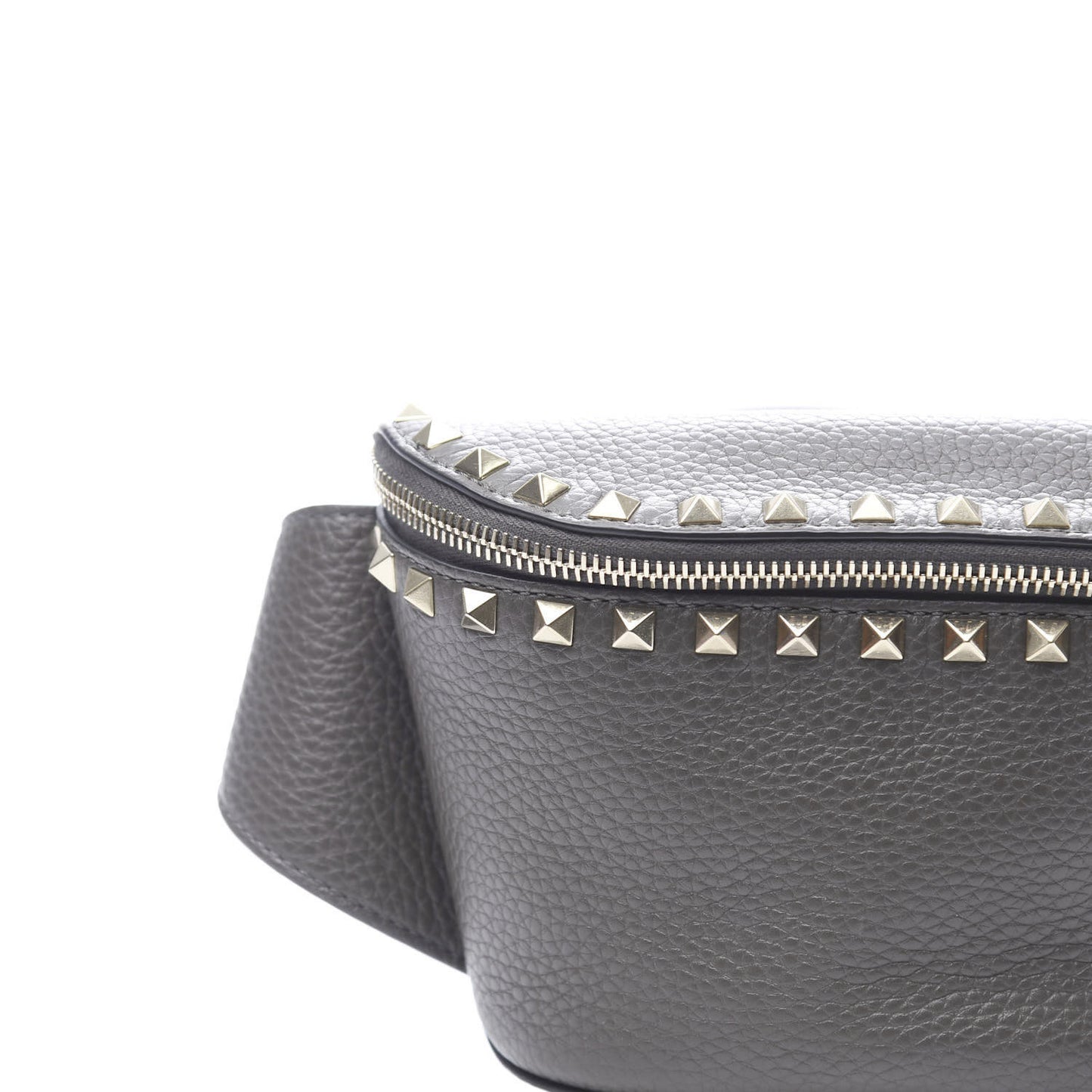 Grained Calfskin Rockstud Belt Bag 95 Graphite