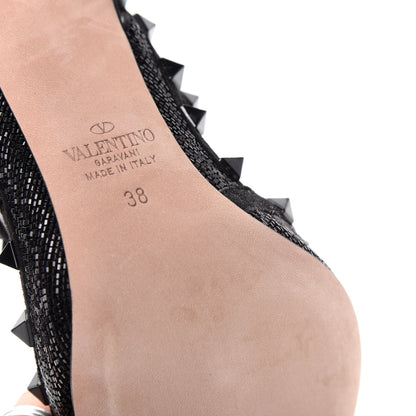 Valentino Garavani Suede Beaded Rockstud Ankle Strap 100mm Pumps 38 Black 9 of 10