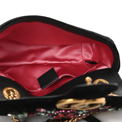 Gucci Velvet Matelasse Embroidered Mini GG Marmont Shoulder Bag Black 4 of 8