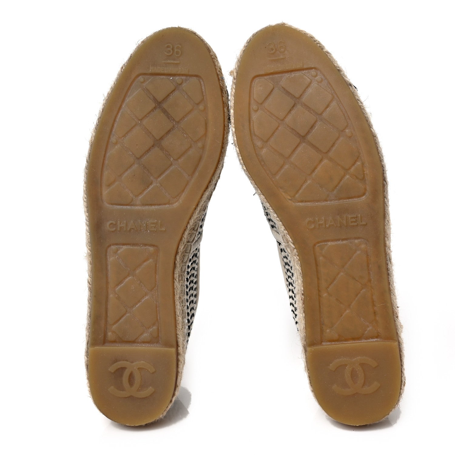 Chanel Mesh Grosgrain CC Espadrilles 36 Beige Black 5 of 9